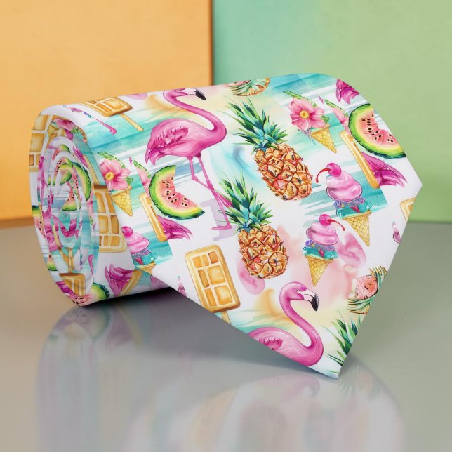 Sommerliche Flamingo Krawatte (Von Creator hochgeladen)