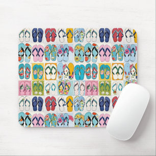 Sommerliche Flip-Flops Blumen bunt Mousepad