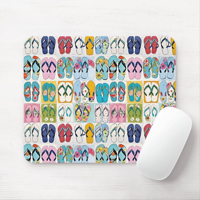 Sommerliche Flip-Flops Blumen bunt Mousepad (Mit Mouse)