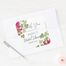 Sommerliche Florale Garten-Braut-Thank You Quadratischer Aufkleber