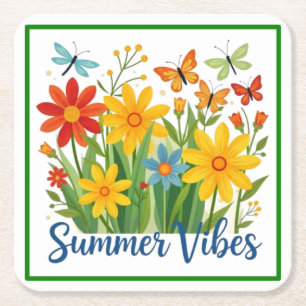 Sommerliche Florale Motive mit Schmetterlingen-645 Rechteckiger Pappuntersetzer