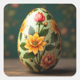Sommerliche Florale Ostereier Quadratischer Aufkleber