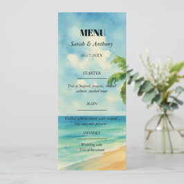 Sommerliche Hochzeitsnacht am tropischen Strand Menükarte