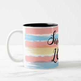 Sommerliche Liebe Rosa Gelbe Wasserfarben Streifen Zweifarbige Tasse