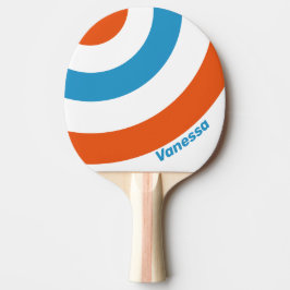 Sommerliche Nostalgie Kreis Streifen mit Namen Tischtennis Schläger