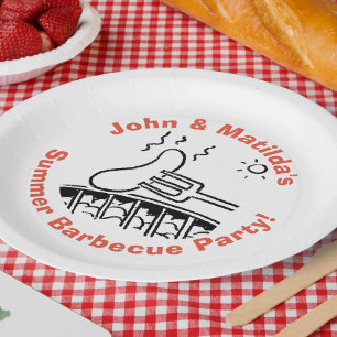 Sommerliche Outdoor-Gartenparty-Barbecue Pappteller