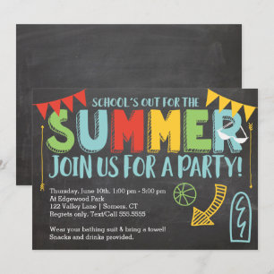Sommerliche Party Einladung-Schule ist vorbei Einladung