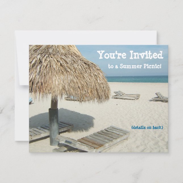 Sommerliche Party Einladung, Strand Cabana Einladung (Vorderseite)