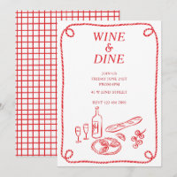 Sommerliche Party Einladung Wein und Dine