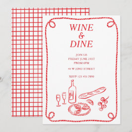 Sommerliche Party Einladung Wein und Dine
