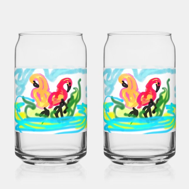 Sommerliche rosa Flamingos liebenswert  Dosenglas (Vorderseite)