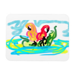 Sommerliche rosa Flamingos liebenswert  Magnet