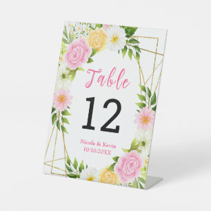Sommerliche rosa und gelbe Blumen und Blätter Sockelschild