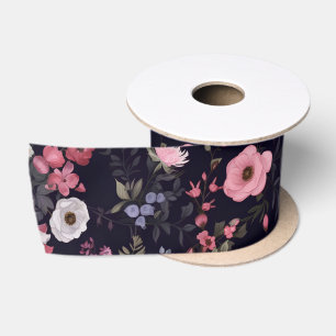 Sommerliche Rose auf schwarz Satinband