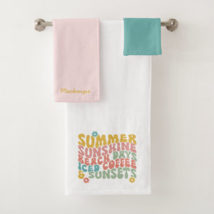Sommerliche Sprichwort Retro Beach Ice Coffee Suns Badhandtuch Set