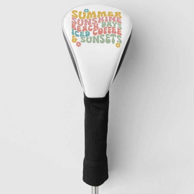 Sommerliche Sprichwort Retro Beach Ice Coffee Suns Golf Headcover (Vorderseite)