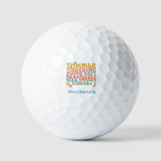 Sommerliche Sprichwort Retro Beach Ice Coffee Suns Golfball (Vorderseite)