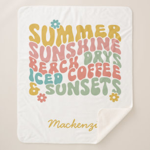 Sommerliche Sprichwort Retro Beach Ice Coffee Suns Sherpadecke