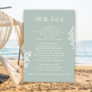 Sommerliche Strandhochzeit mit Salbeigrün-Gästedet Begleitkarte