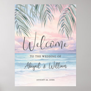 Sommerliche Strandhochzeit Willkommensschild Poster
