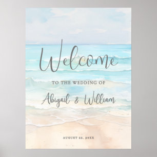 Sommerliche Strandhochzeit Willkommensschild Poster