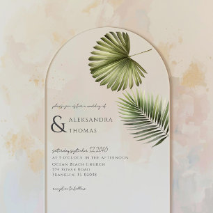 Sommerliche tropische Destination Hochzeit Palmenb Acryleinladungen