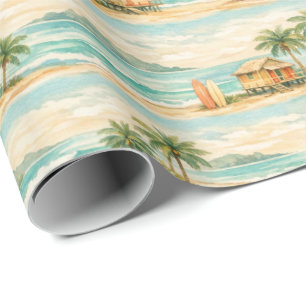 Sommerliche tropische Palmenbäume Vintage-Surfboar Geschenkpapier