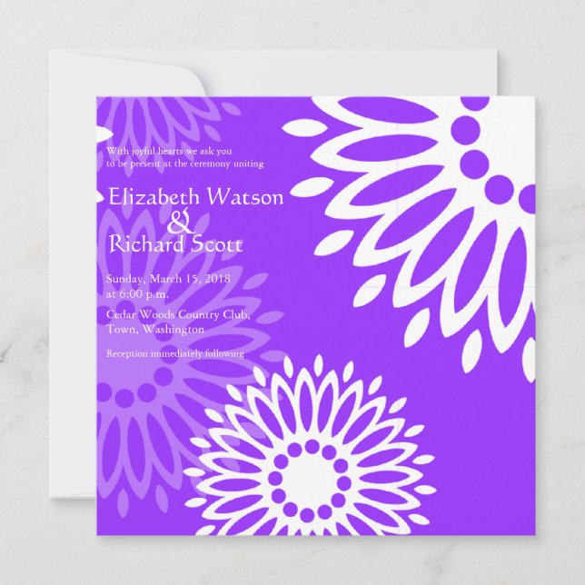 Sommerliche violette Blumen Hochzeitseinladung Einladung (Vorderseite)