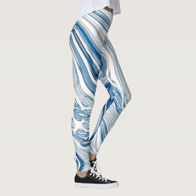 sommerliche Wasserwellen Wasserfarbene Wirbel Leggings (Rechts)