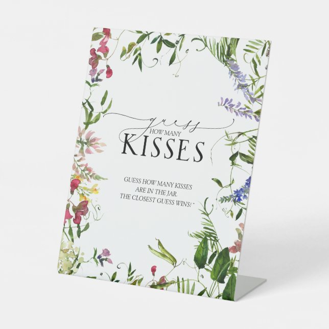 Sommerliche Wildblume Wasserfarbe Wie viele Küsse Sockelschild (Vorderseite)