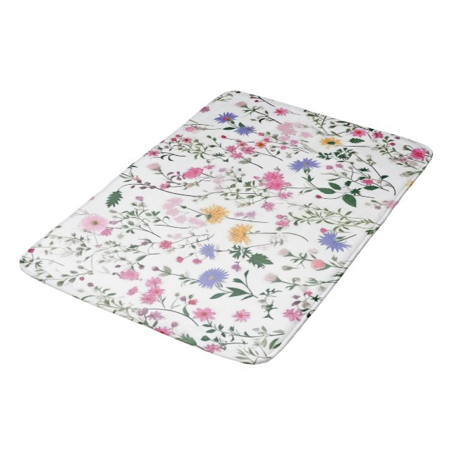 Sommerliche Wildblumen Badematte (Schrägansicht)