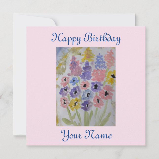 Sommerliche Wildblumen Flat Birthday Card (Vorderseite)
