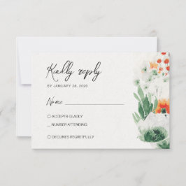 Sommerliche Wildblumen grün & orange RSVP Karte