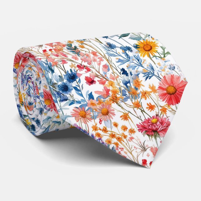 Sommerliche Wildblumen Krawatte (Gerollt)
