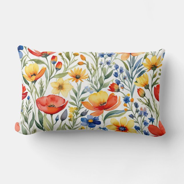 Sommerliche Wildblumen Lendenkissen (Vorderseite)