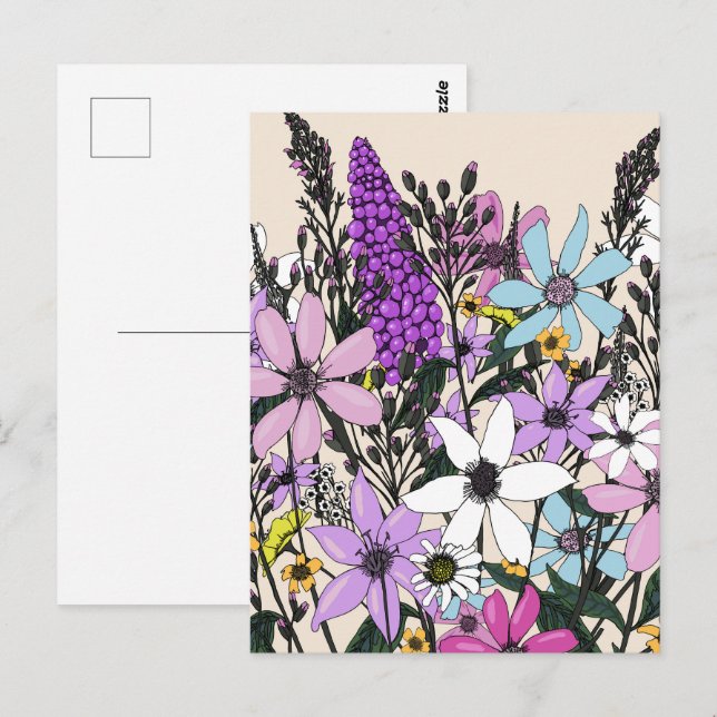 Sommerliche Wildblumen Postkarte (Vorne/Hinten)