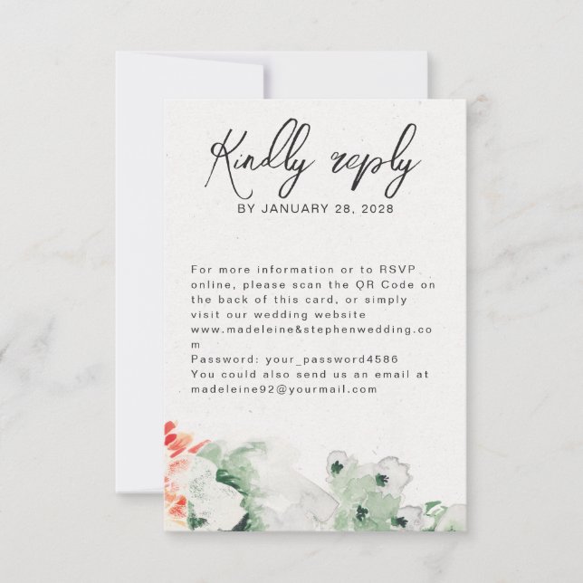 Sommerliche Wildblumen - QR-Code online RSVP Karte (Vorderseite)