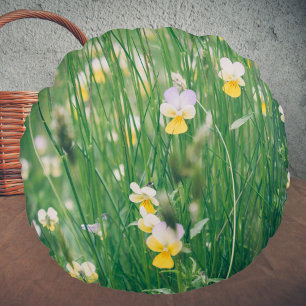 Sommerliche Wildblumen Rundes Kissen