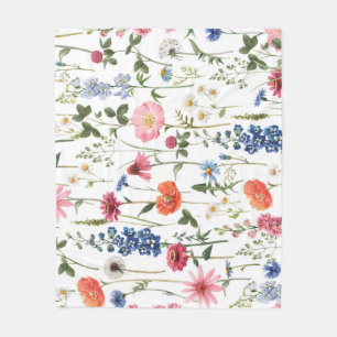 Sommerliche Wildblumen, wasserfarbenes nahtloses M Fleecedecke