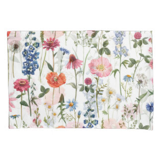 Sommerliche Wildblumen, wasserfarbenes nahtloses M Kissenbezug
