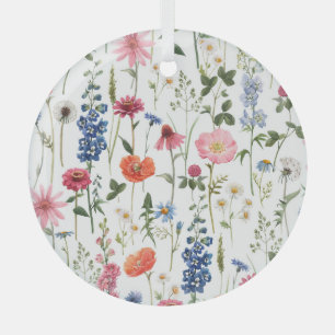 Sommerliche Wildblumen, wasserfarbenes nahtloses M Ornament Aus Glas