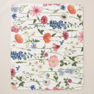 Sommerliche Wildblumen, wasserfarbenes nahtloses M Sherpadecke
