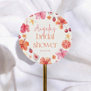 Sommerliche Zitrus-Hochzeitsdusche Runder Aufkleber