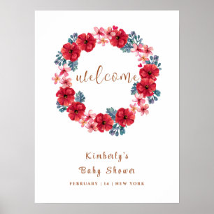 Sommerlicher Blumenkranz Baby Shower Willkommen Poster