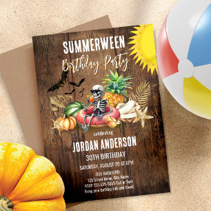 Sommerlicher Geburtstagsparty Sommer und Halloween Einladung