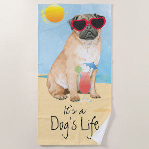 Sommerlicher Mops Strandtuch