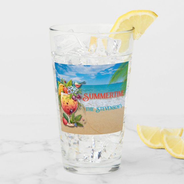 Sommerlicher Personalisierter Strand Glas (Rückseite Ice)