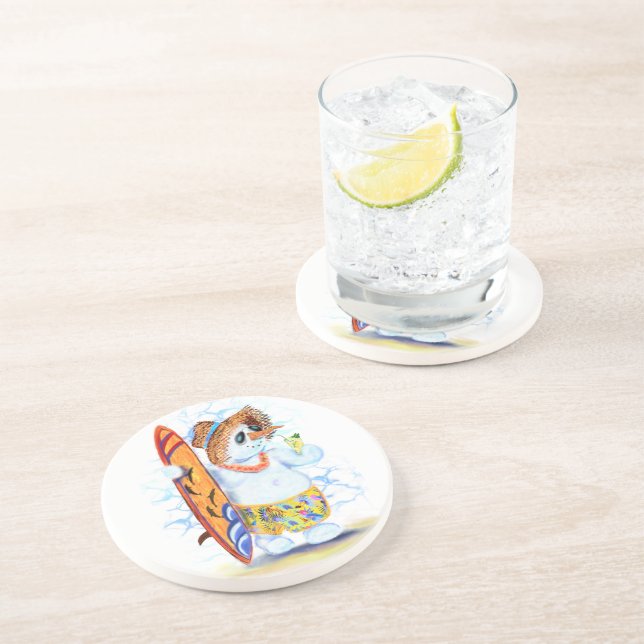 Sommerlicher Untersetzer Snowman Surfer Fun (Seite)