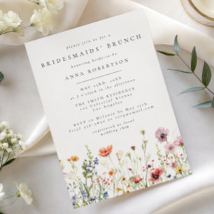Sommerlicher Wildblumen-Brunch für Brautjungfern Einladung