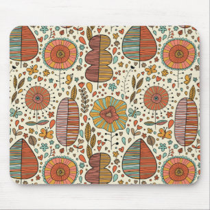 Sommerliches Blumenmuster aus Blättern Mousepad